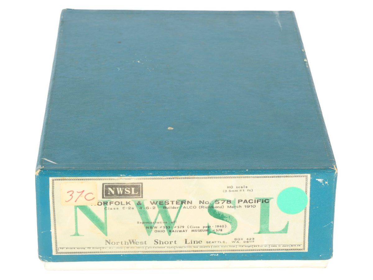 NWSL BRASS HO Scale N&W E-2a 4-6-2 Steam Locomotive & Tender - Unpainted EX/Box