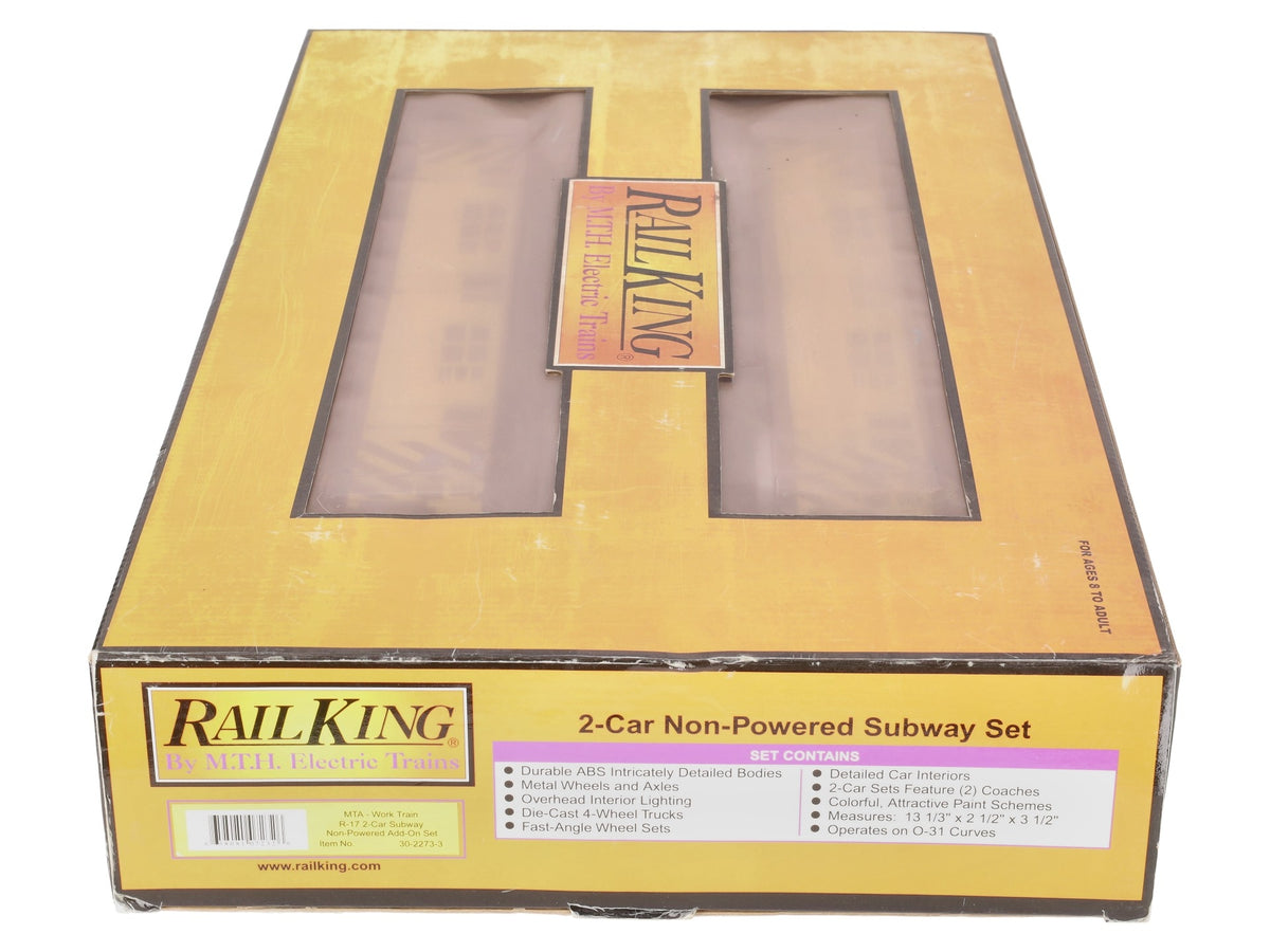MTH 30-2273-3 O Gauge MTA R-17 Subway Add-On Non Powered Set (Set of 2) EX/Box