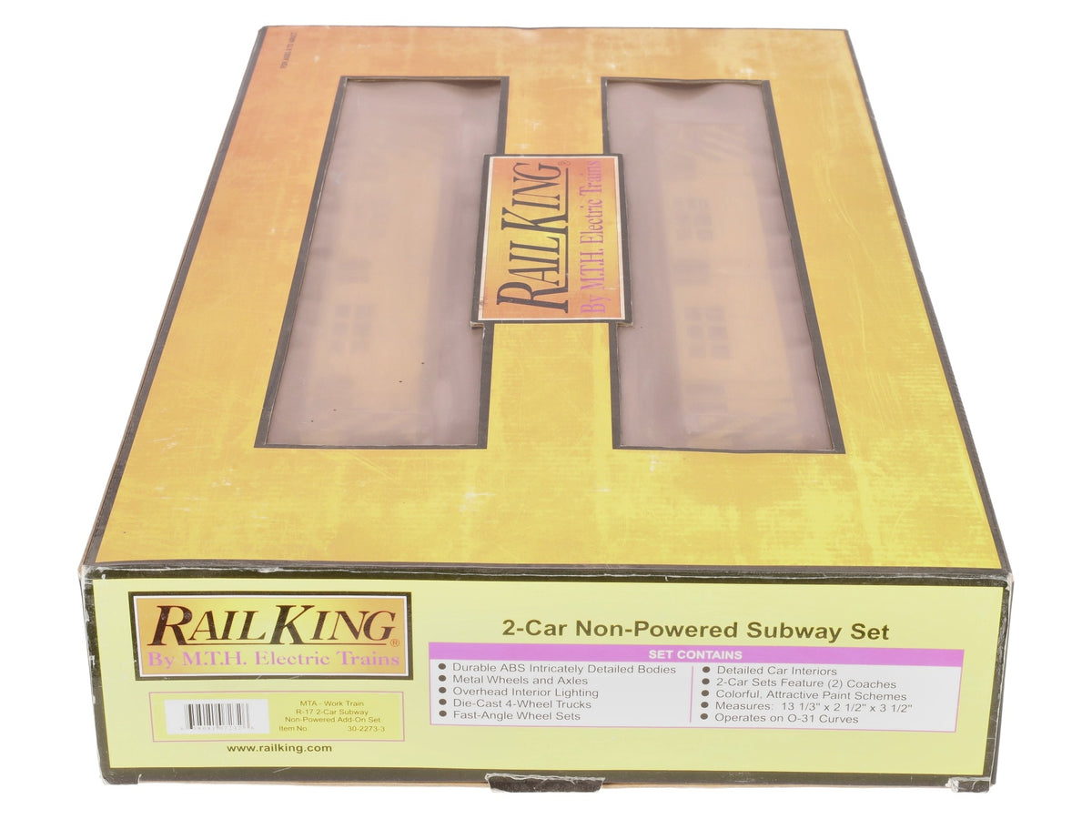 MTH 30-2273-3 O Gauge MTA R-17 Subway Add-On Non Powered Set (Set of 2) EX/Box