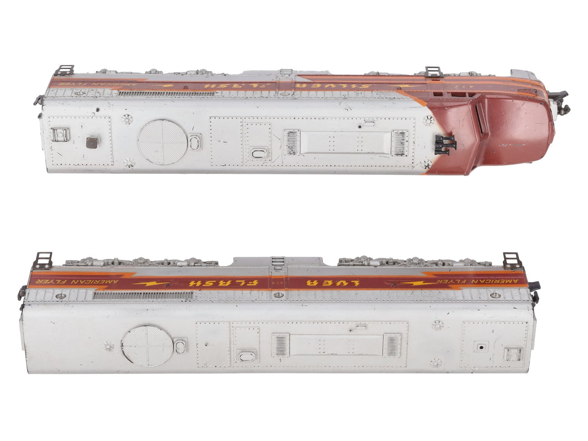 American Flyer 477 & 478 Vintage S Silver Flash PA AB Diesel Locomotive Set VG