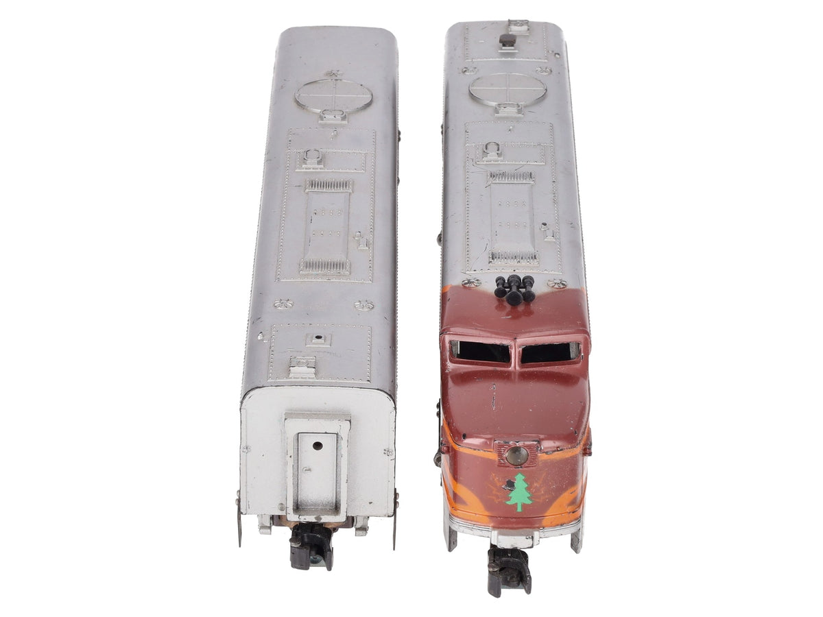 American Flyer 477 & 478 Vintage S Silver Flash PA AB Diesel Locomotive Set VG
