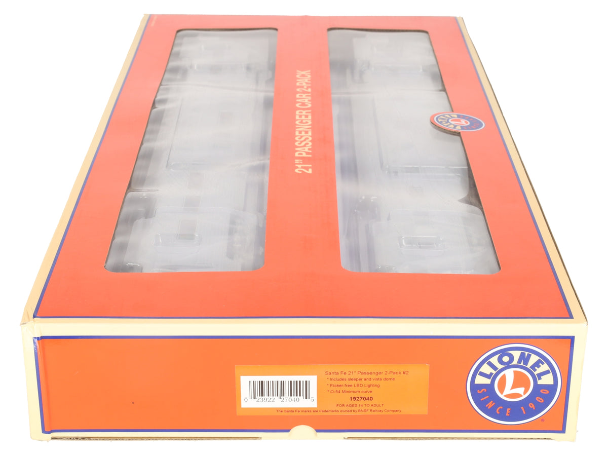 Lionel 1927040 O Gauge Santa Fe 21 Passenger Car #2 (Pack of 2) EX/Box