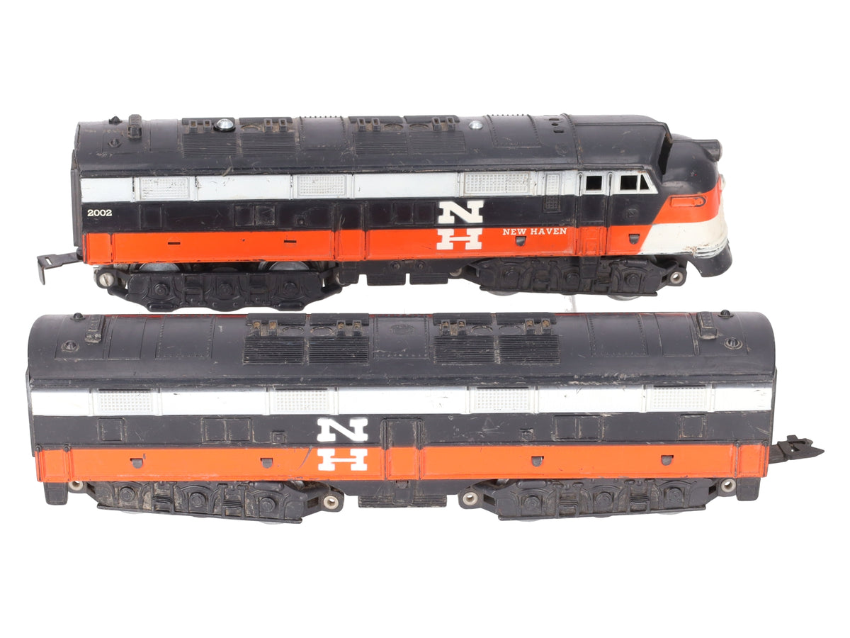 Marx 2002 Vintage O Gauge New Haven AB Diesel Locomotive Set VG