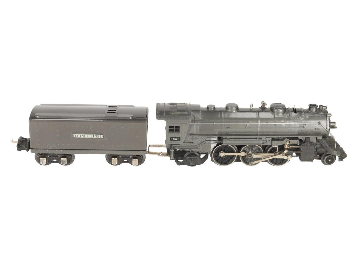 Lionel 1666E Vintage O Gauge Gray 2-6-2 Steam Locomotive with Tender EX
