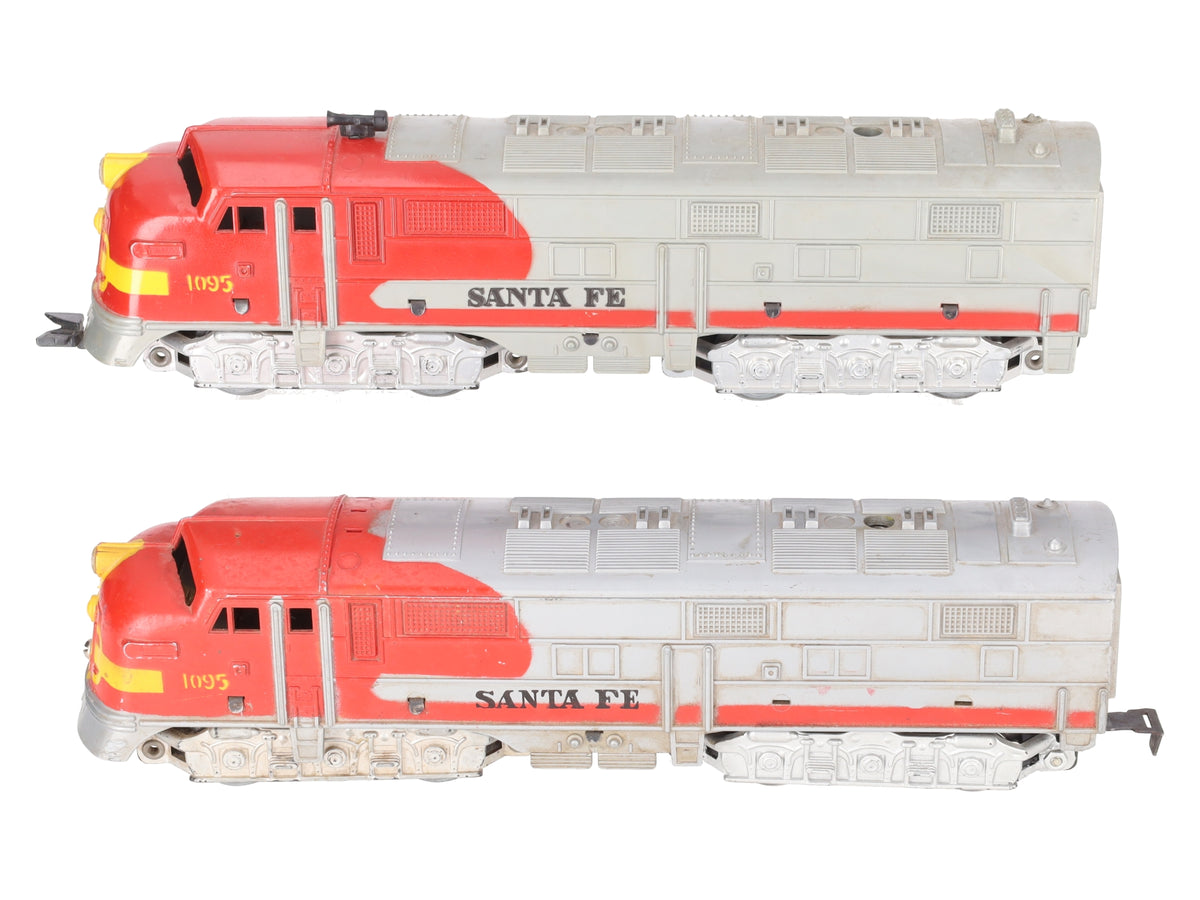 Marx 1095 Vintage O Santa Fe AA Diesel Locomotives VG