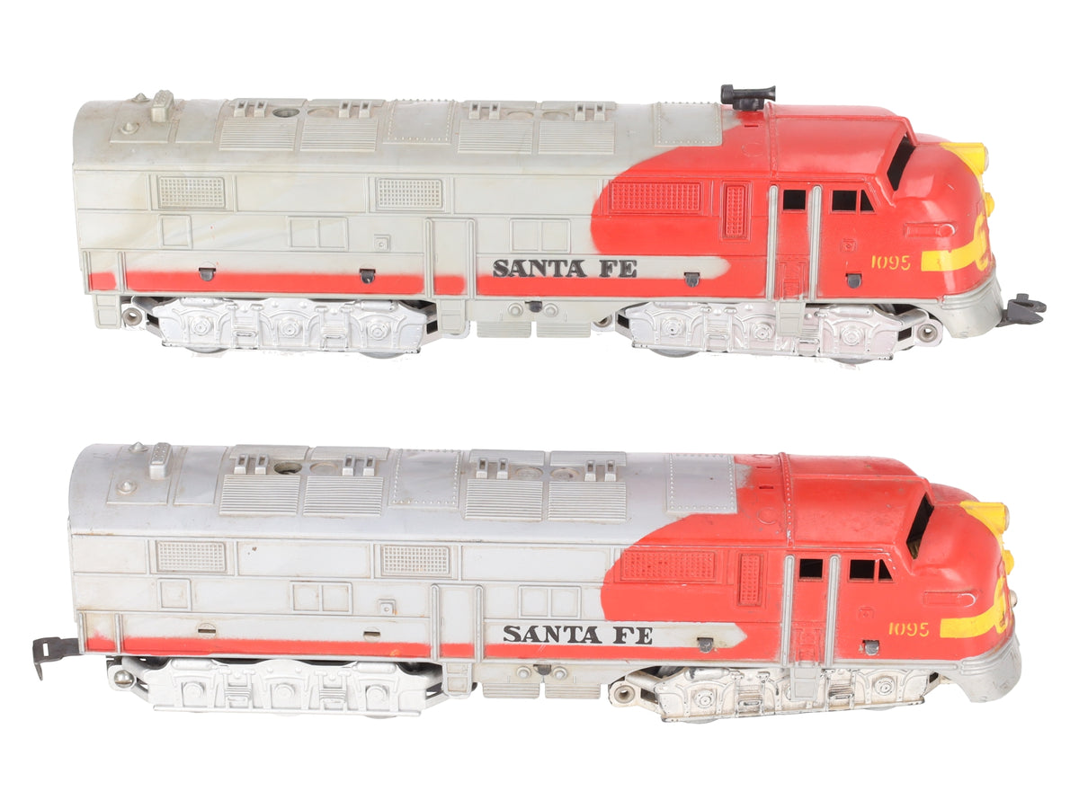 Marx 1095 Vintage O Santa Fe AA Diesel Locomotives VG