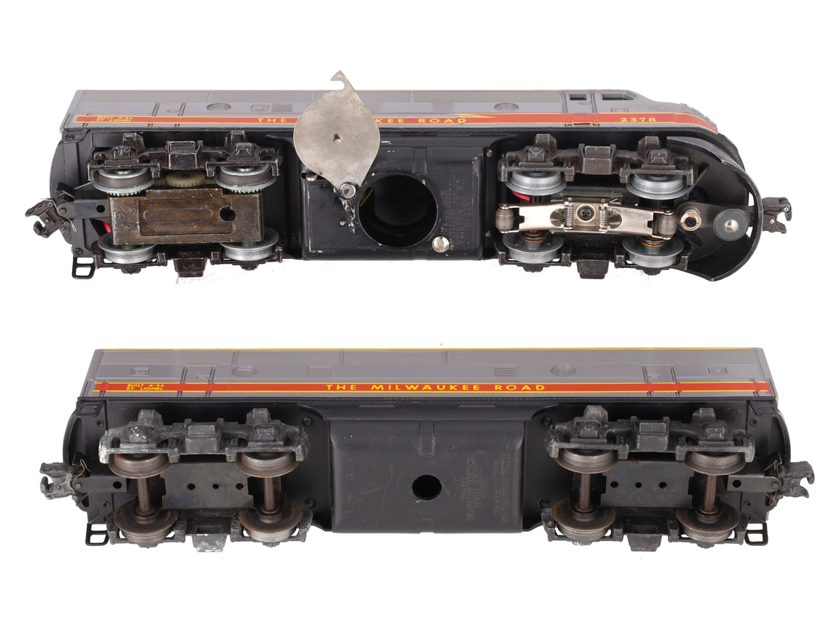 Lionel 2378 O Vintage Milwaukee F-3 AB Diesel Loco Set w/Thin Yellow Stripes