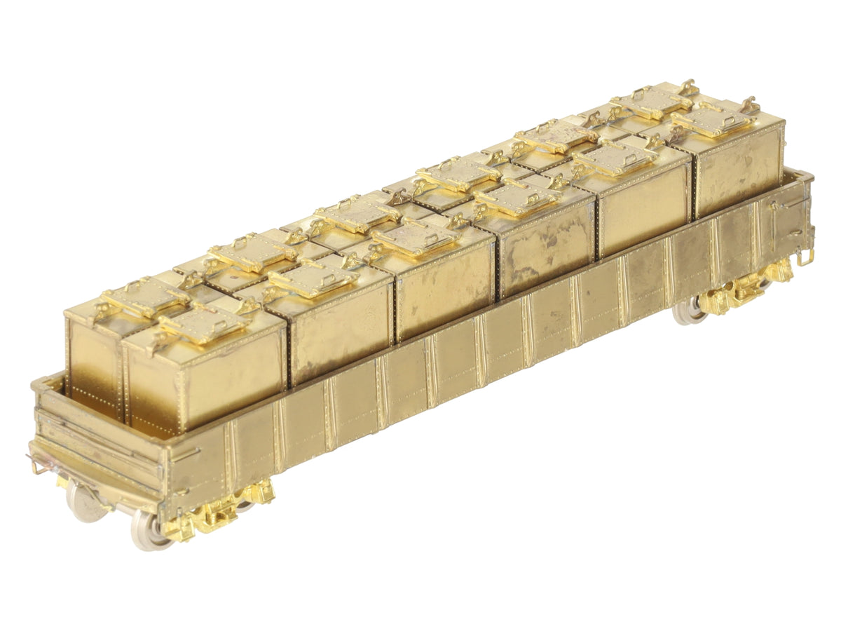 Rail Works R-137 HO Scale BRASS PRR G-22 Container Car w/12HB1-Unpainted VG/Box
