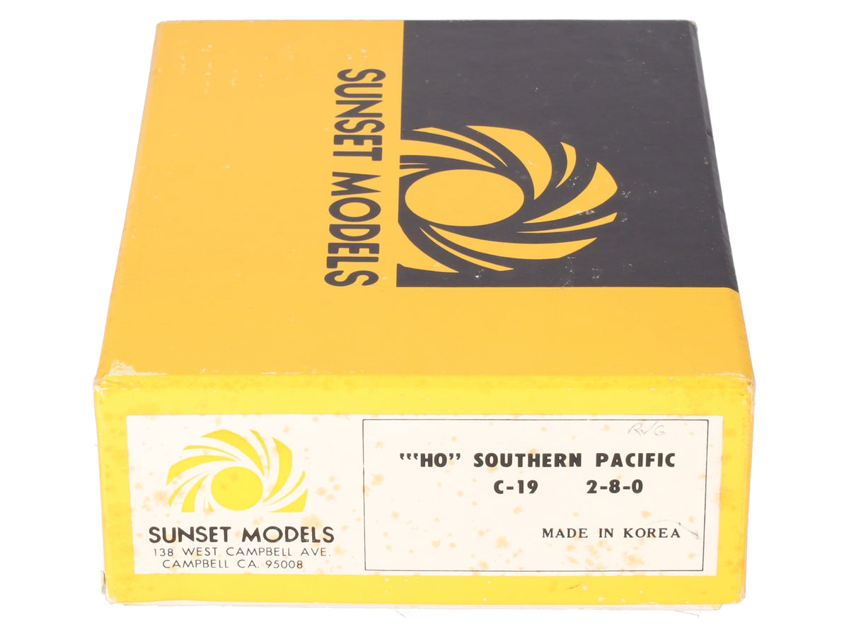 Sunset Models HO Scale BRASS SP C-19 2-8-0 Steam Locomotive & Tender- Unpainted EX/Box