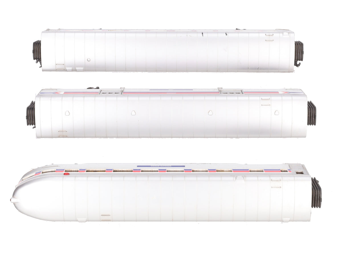 MTH 30-67546 O Gauge Amtrak 60' Streamlined Passenger Car Set- 3 Cars EX