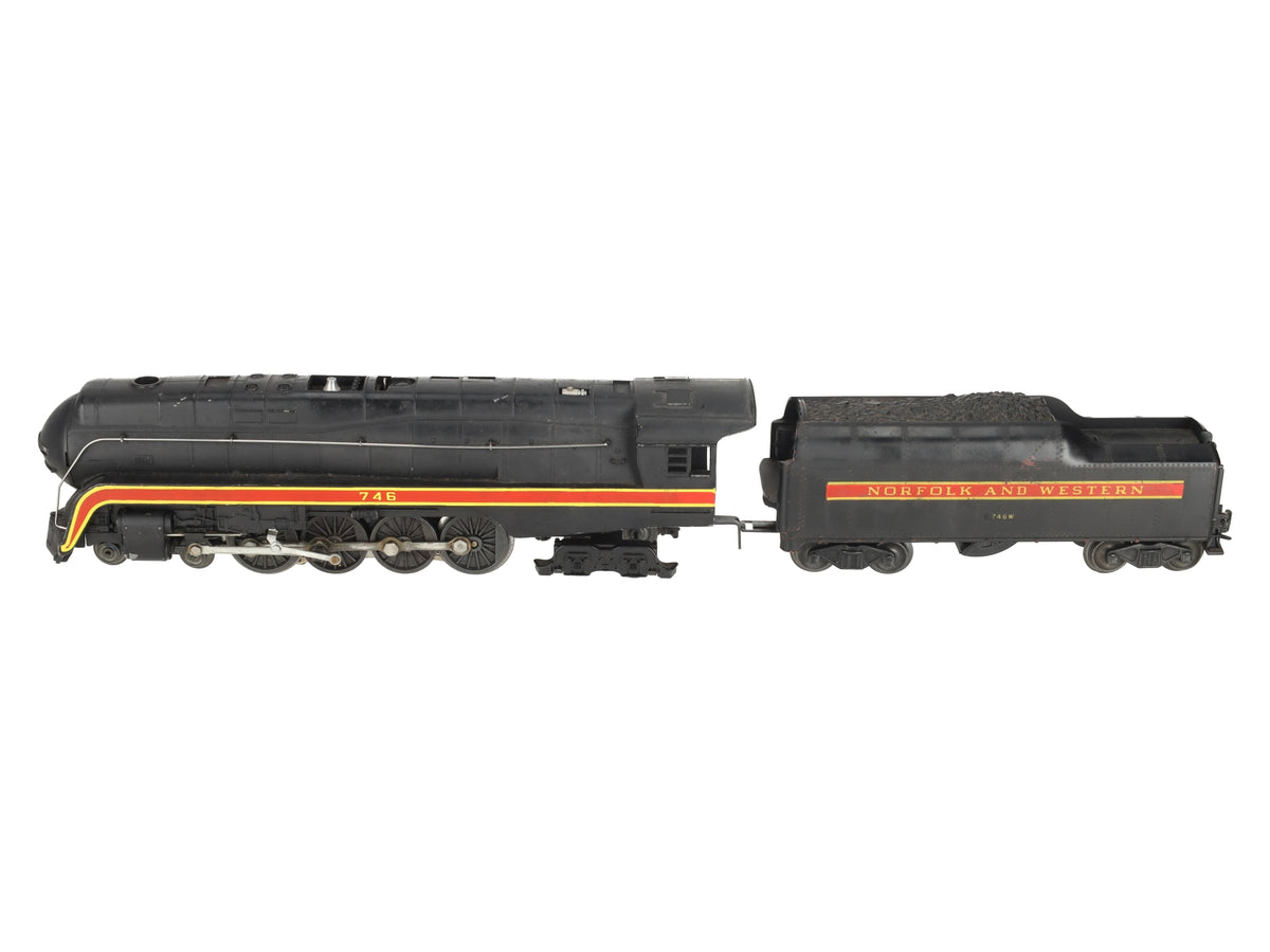 Lionel 746 Vintage O N&W J Class 4-8-4 Steam Locomotive & 746W Tender VG