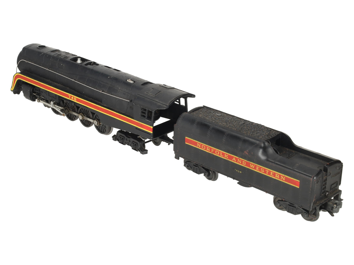 Lionel 746 Vintage O N&W J Class 4-8-4 Steam Locomotive & 746W Tender VG