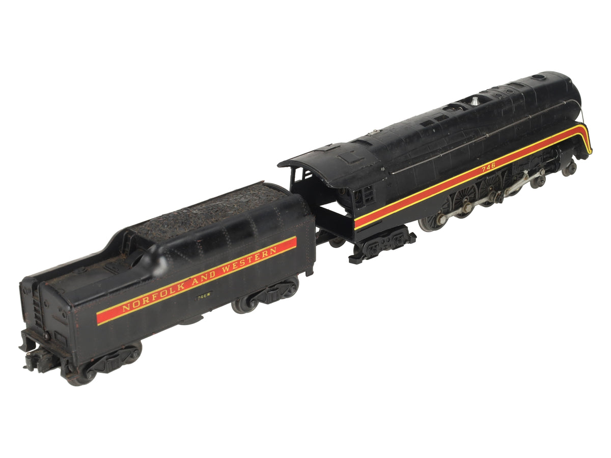 Lionel 746 Vintage O N&W J Class 4-8-4 Steam Locomotive & 746W Tender VG