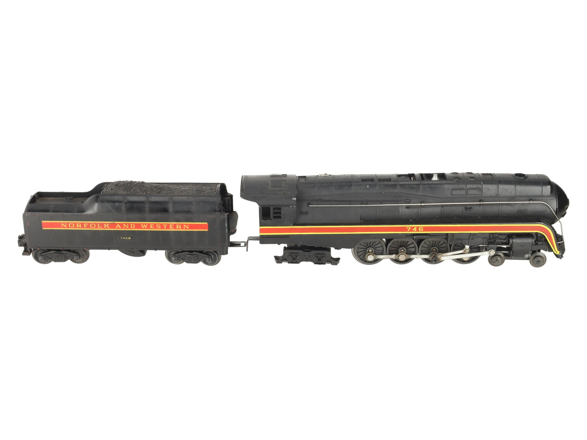 Lionel 746 Vintage O N&W J Class 4-8-4 Steam Locomotive & 746W Tender VG
