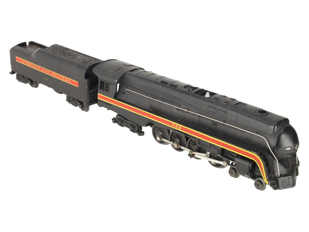Lionel 746 Vintage O N&W J Class 4-8-4 Steam Locomotive & 746W Tender VG