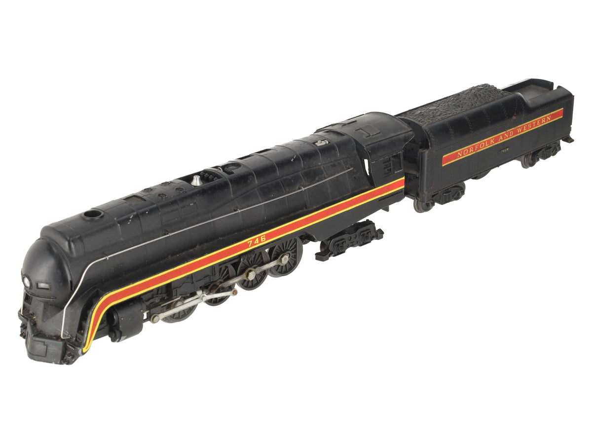Lionel 746 Vintage O N&W J Class 4-8-4 Steam Locomotive & 746W Tender VG