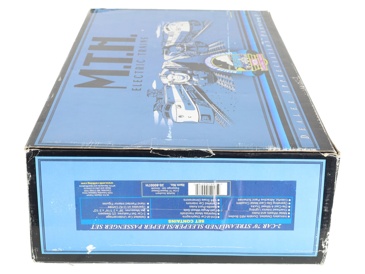 MTH 20-80007H O NS 70' Streamlined Slpr/Slpr Smooth Sided 2-Car Passenger Set EX/Box