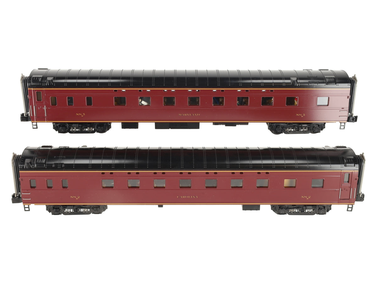 MTH 20-80007H O NS 70' Streamlined Slpr/Slpr Smooth Sided 2-Car Passenger Set EX/Box