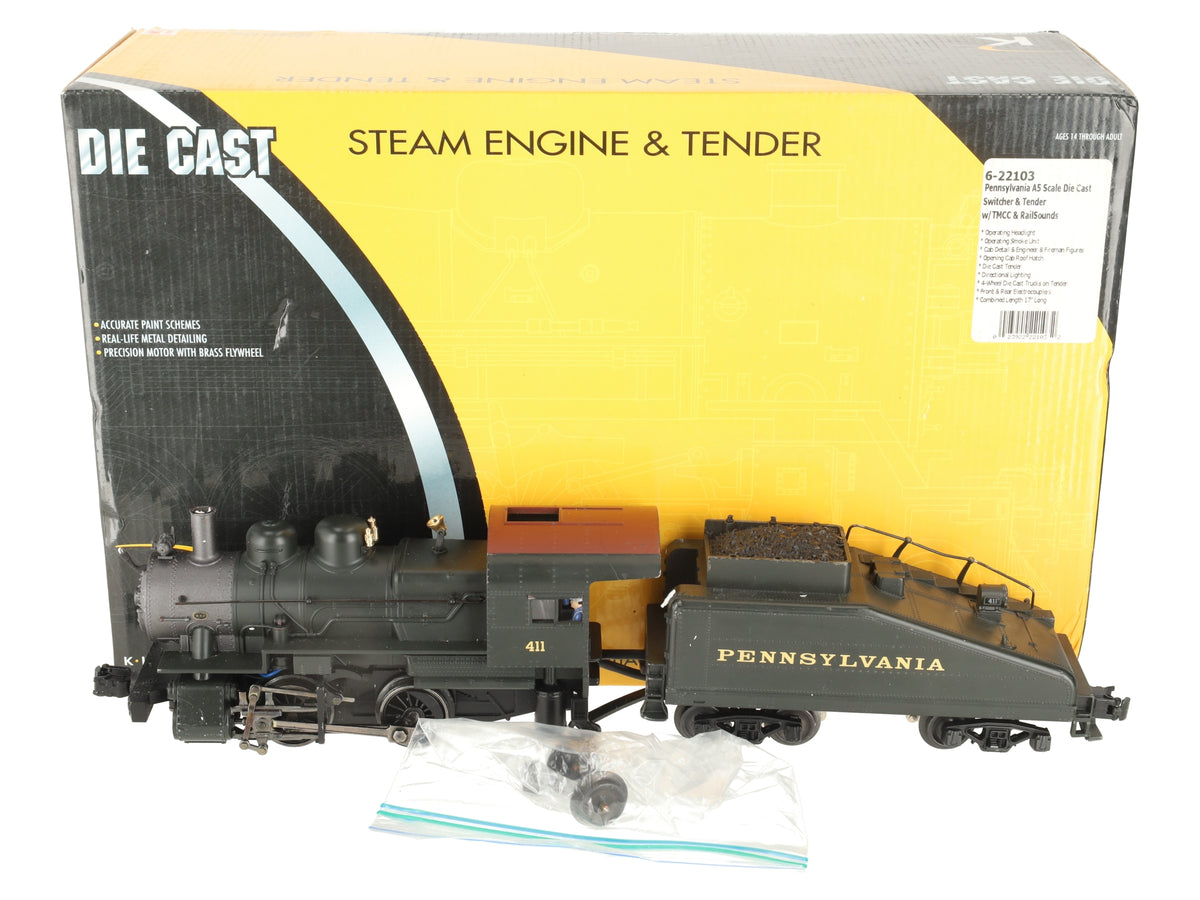 K-Line 6-22103 O Pennsylvania RR A5 Switcher &Tender TMCC w/RailSounds #411 VG/Box