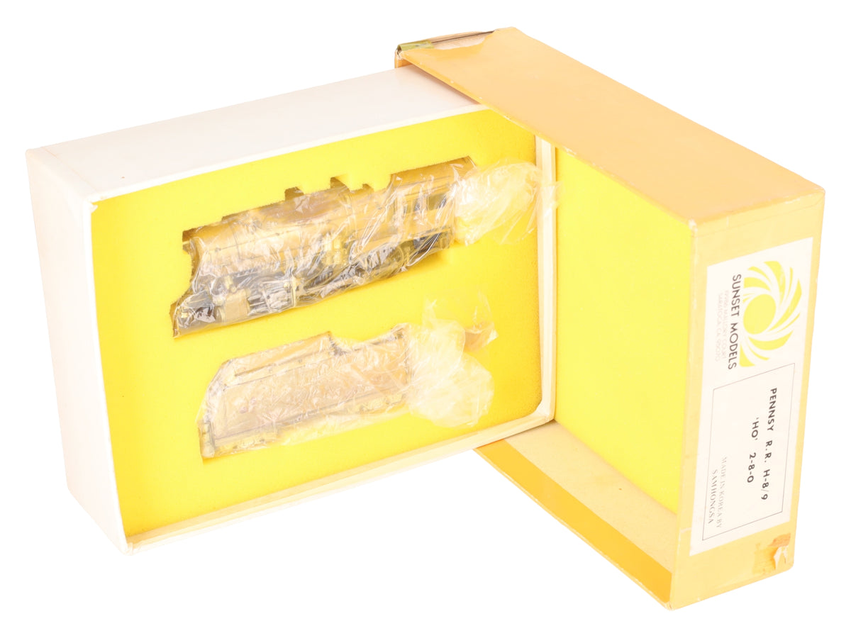 Sunset Models HO Scale BRASS PRR H-8 2-8-0 Steam Locomotive & Tender - Unpainted VG/Box