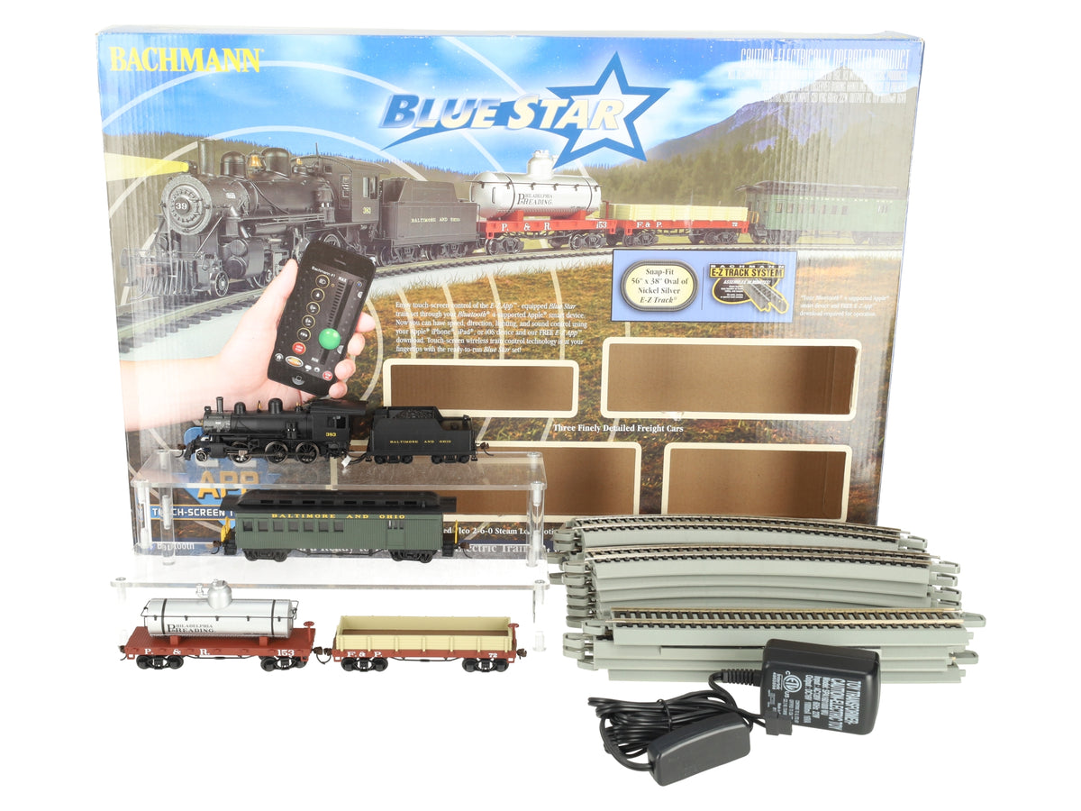 Bachmann 01502 HO Scale Blue Star E-Z App Controlled Electric Starter Train Set VG/Box
