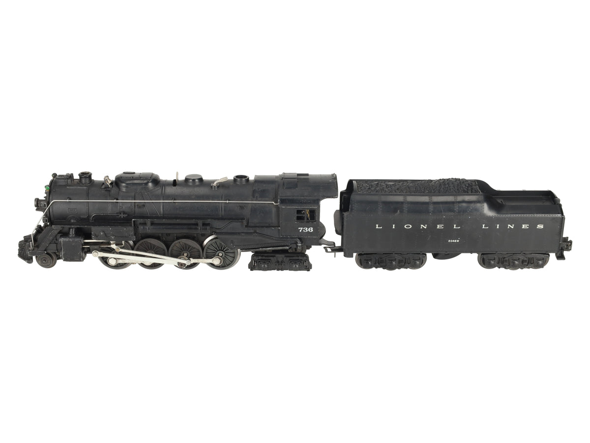 Lionel 736 Vintage O 2-8-4 Lionel Lines Diecast Steam Locomotive w/ 2046W Tender VG