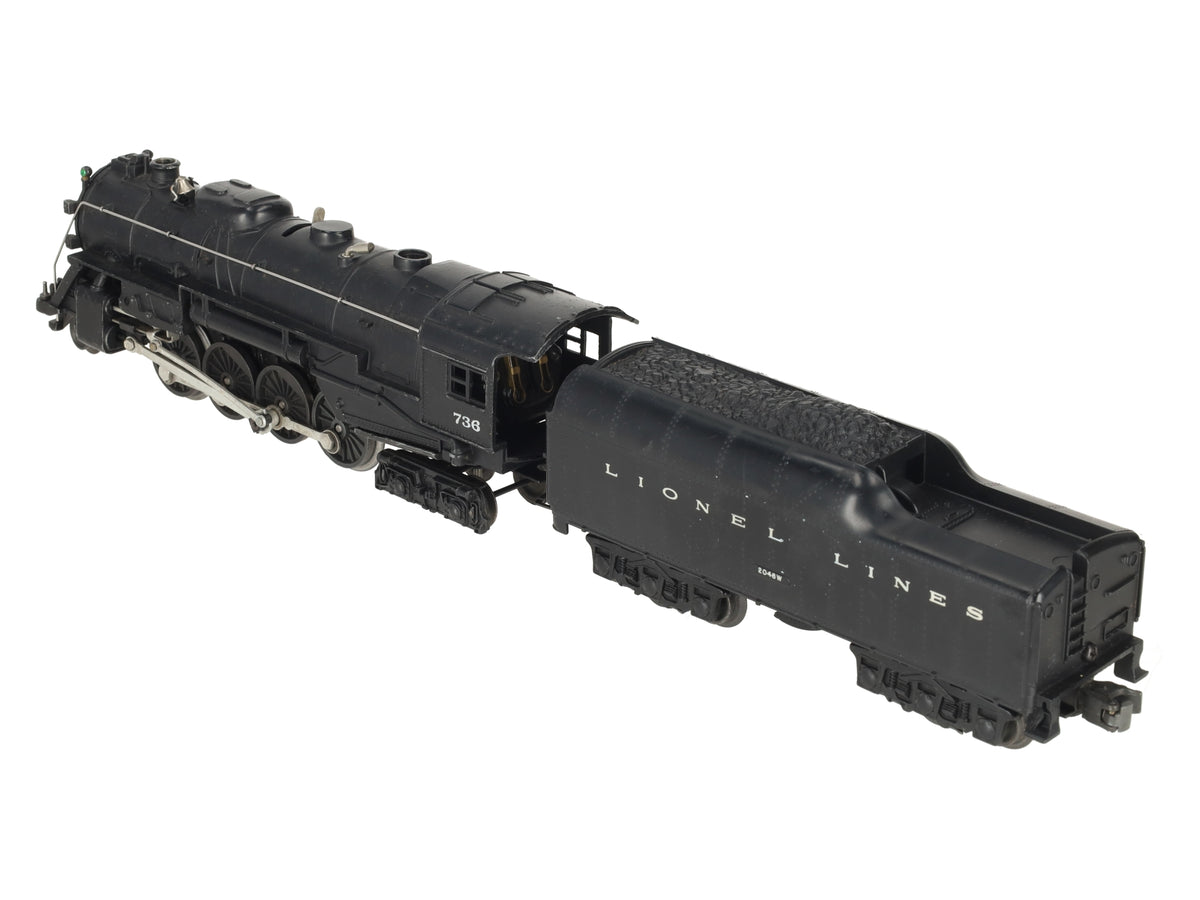 Lionel 736 Vintage O 2-8-4 Lionel Lines Diecast Steam Locomotive w/ 2046W Tender VG
