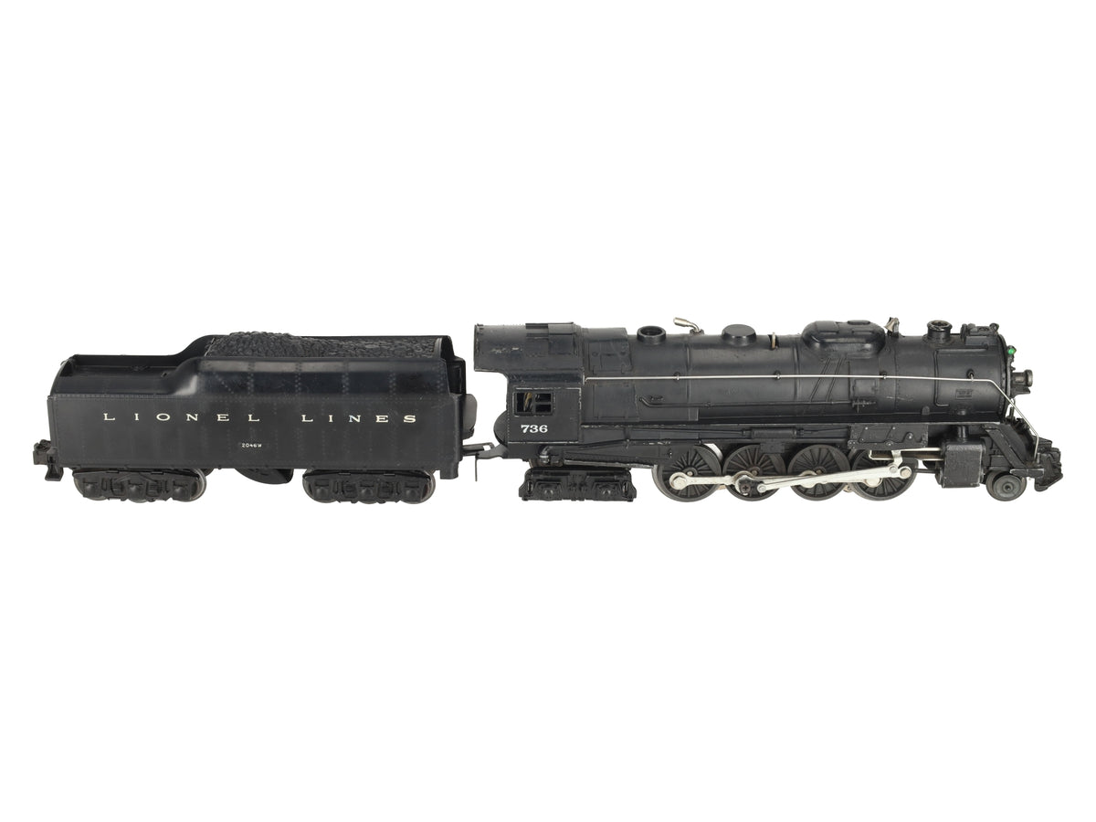 Lionel 736 Vintage O 2-8-4 Lionel Lines Diecast Steam Locomotive w/ 2046W Tender VG
