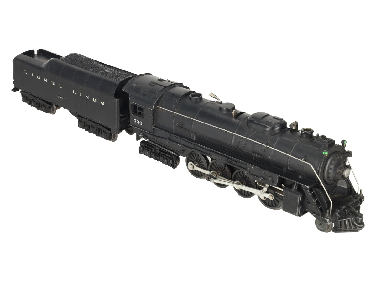 Lionel 736 Vintage O 2-8-4 Lionel Lines Diecast Steam Locomotive w/ 2046W Tender VG