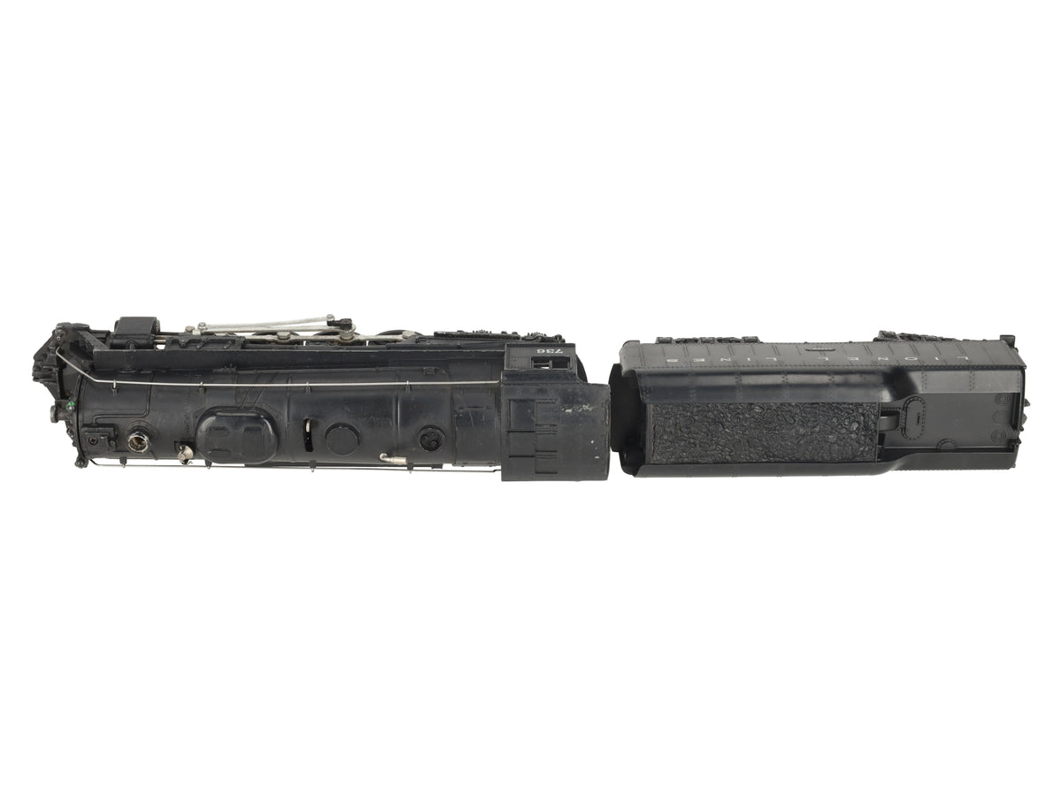 Lionel 736 Vintage O 2-8-4 Lionel Lines Diecast Steam Locomotive w/ 2046W Tender VG