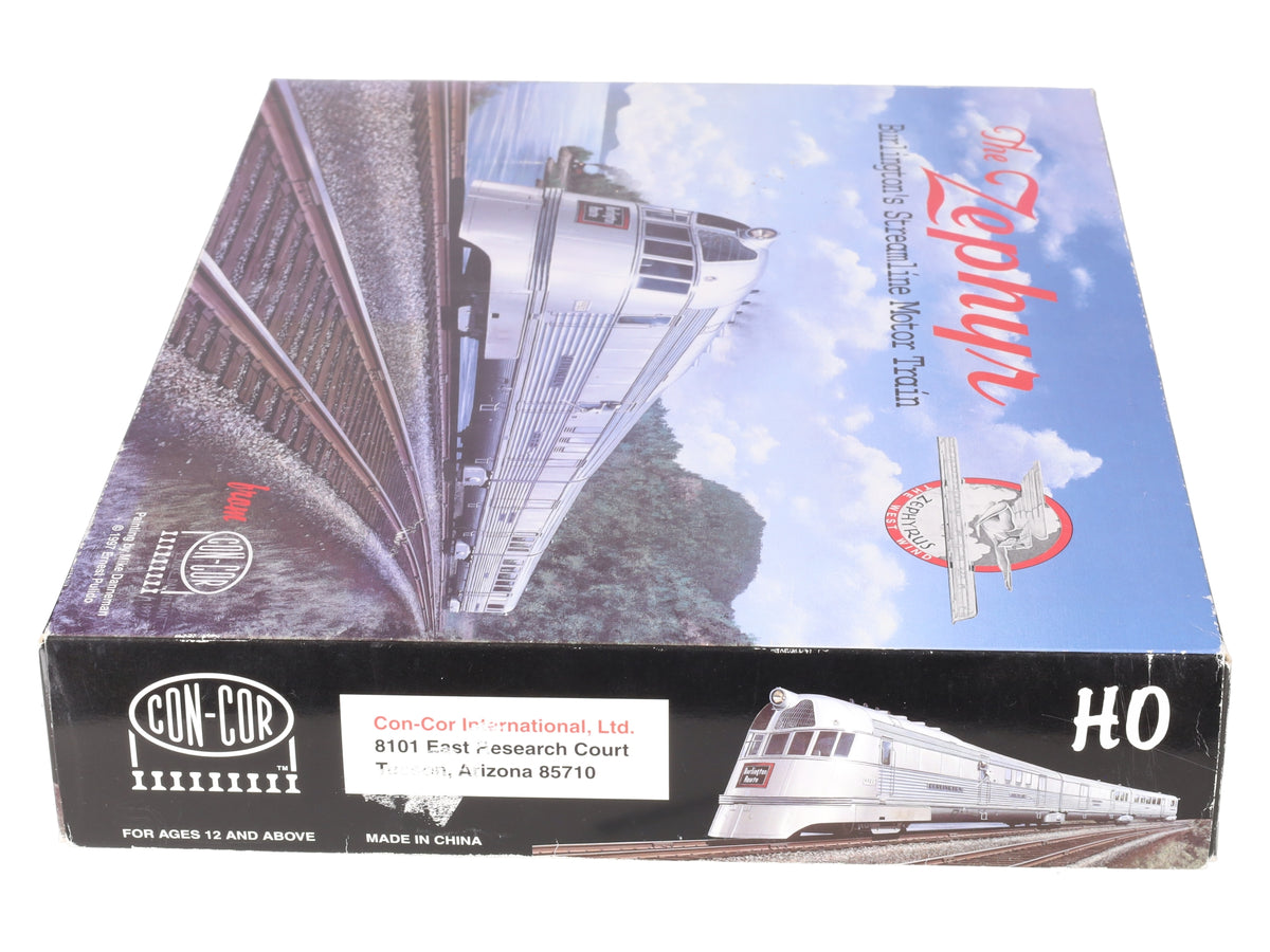 Con-Cor 001-8721 HO Burlington The Zephyr Streamline Motor Train Cars (Set of 3) EX/Box