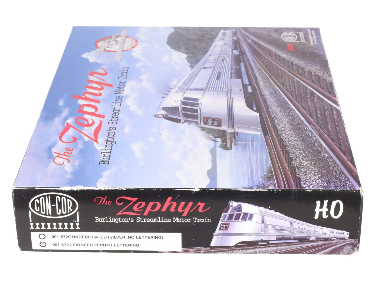 Con-Cor 001-8721 HO Burlington The Zephyr Streamline Motor Train Cars (Set of 3) EX/Box