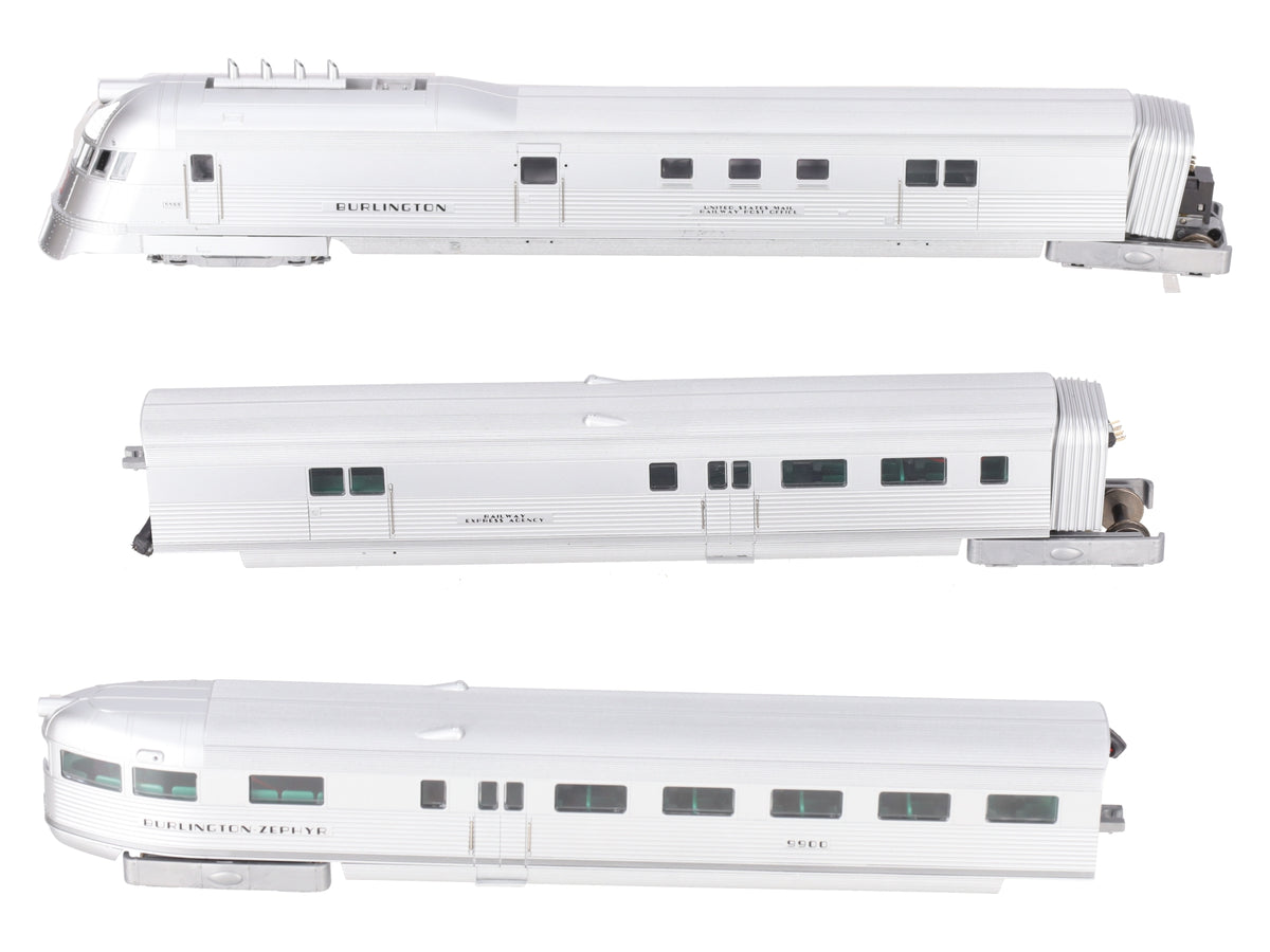 Con-Cor 001-8721 HO Burlington The Zephyr Streamline Motor Train Cars (Set of 3) EX/Box