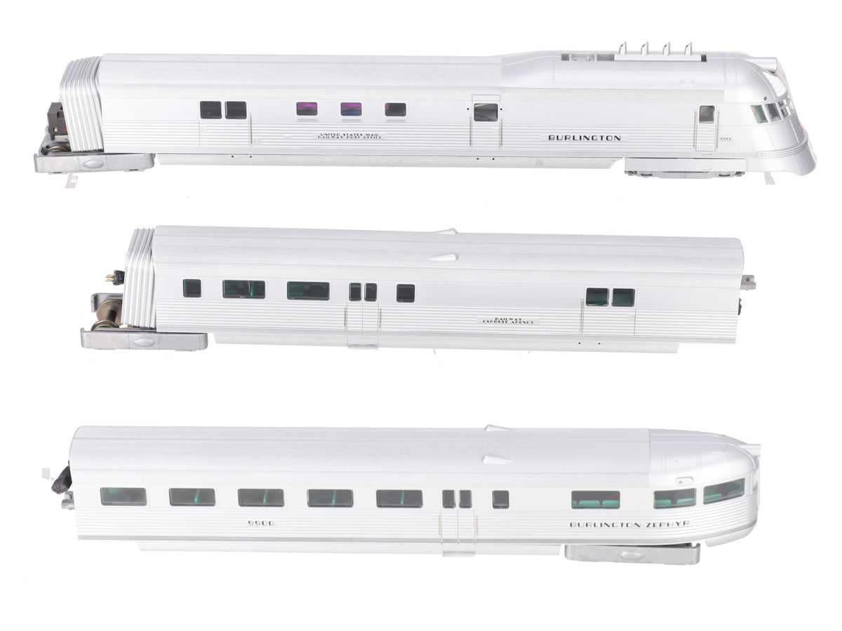 Con-Cor 001-8721 HO Burlington The Zephyr Streamline Motor Train Cars (Set of 3) EX/Box