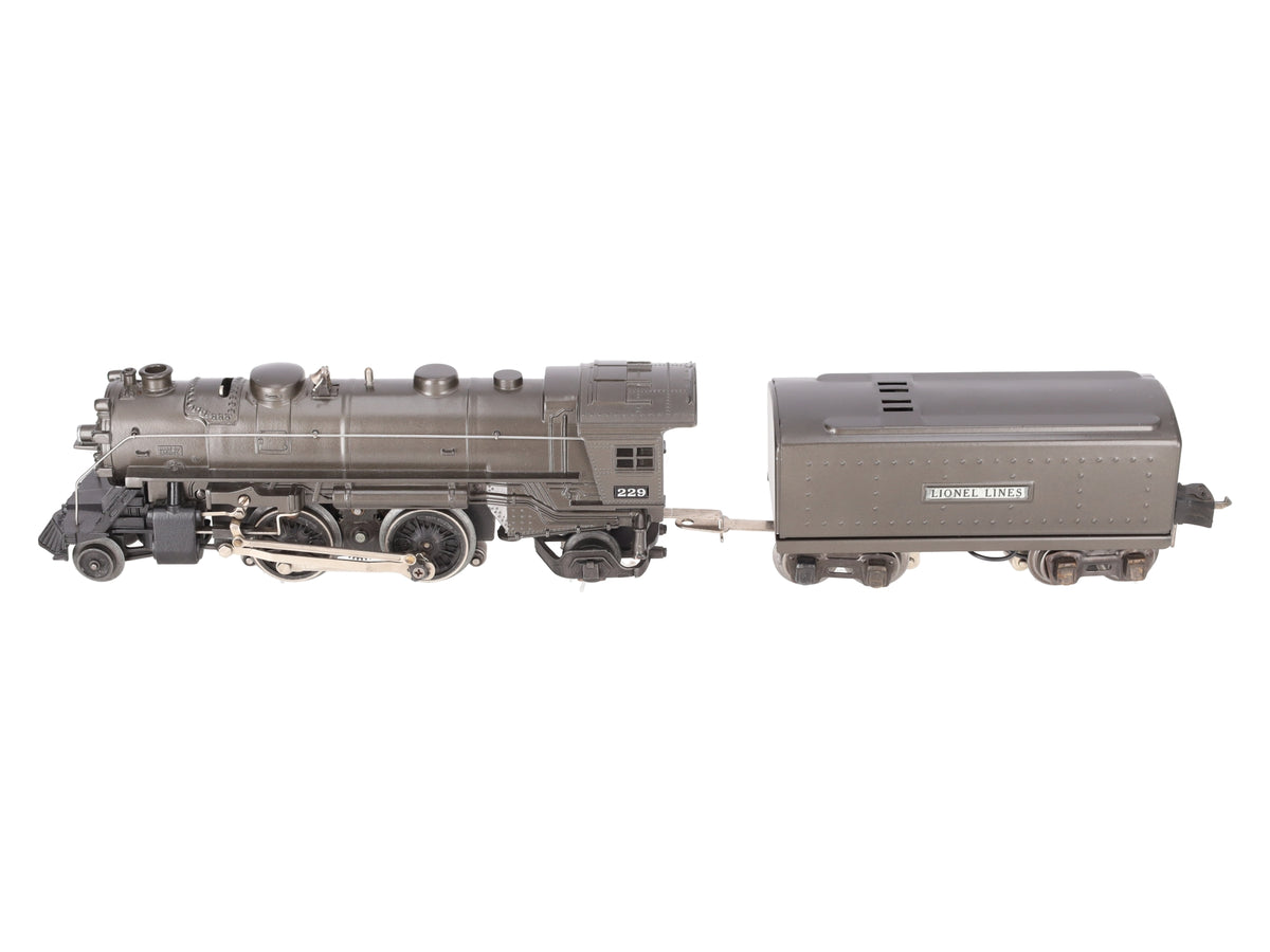 Lionel 229 Vintage O Prewar 2-4-2 Gun Metal Grey Steam Locomotive With Tender