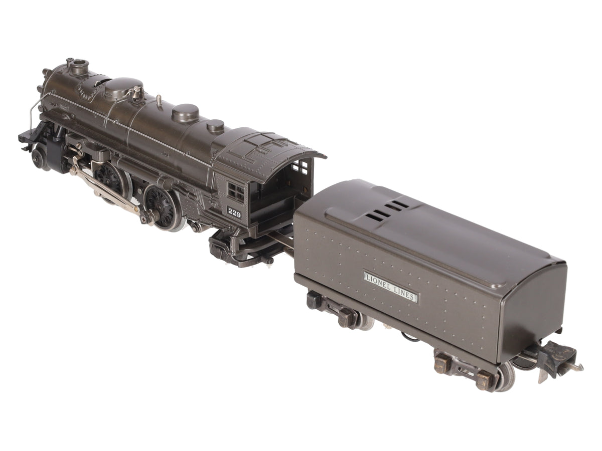 Lionel 229 Vintage O Prewar 2-4-2 Gun Metal Grey Steam Locomotive With Tender