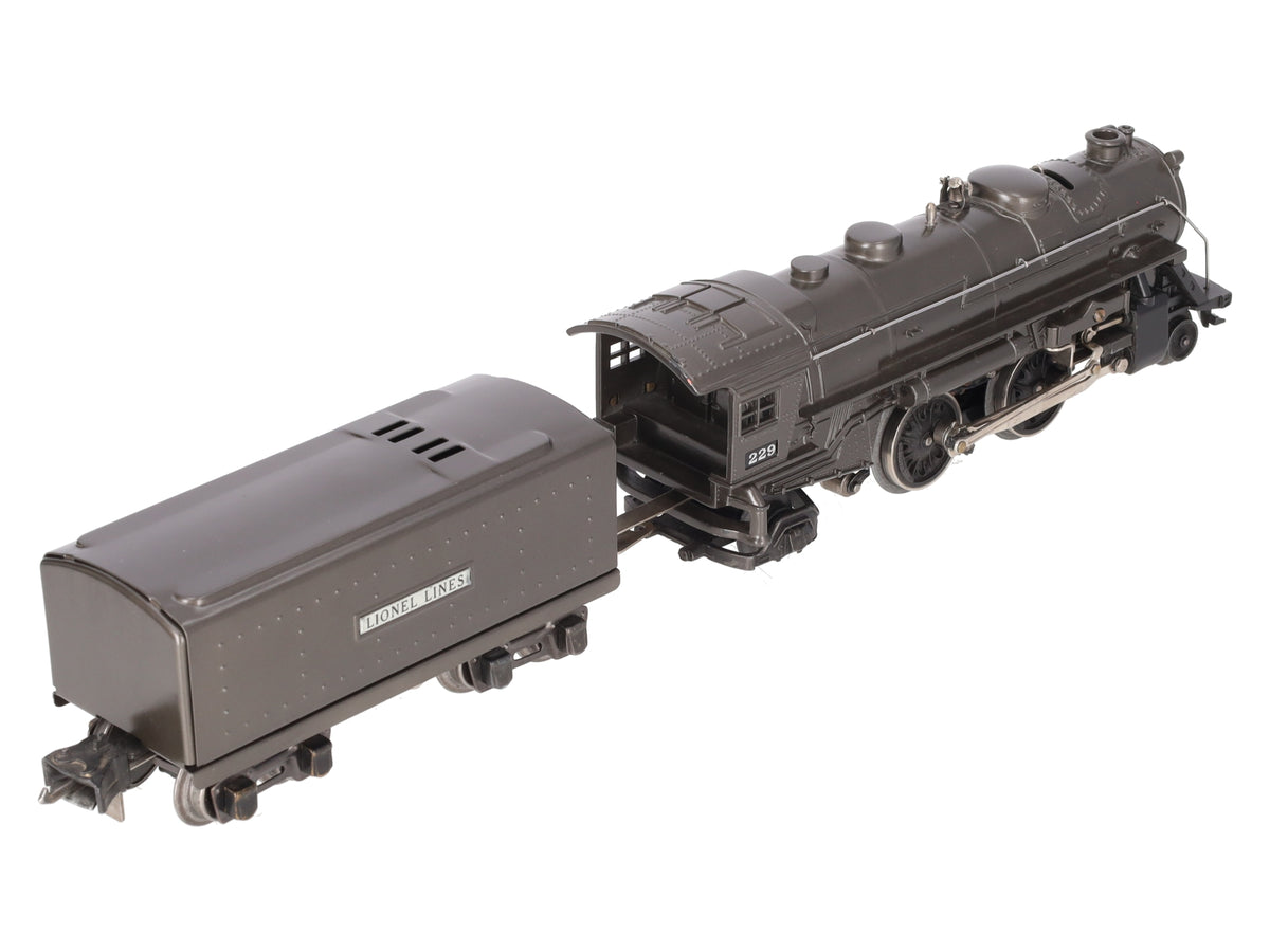 Lionel 229 Vintage O Prewar 2-4-2 Gun Metal Grey Steam Locomotive With Tender