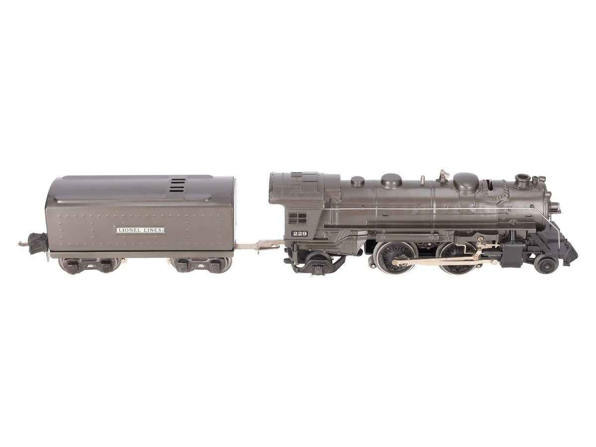 Lionel 229 Vintage O Prewar 2-4-2 Gun Metal Grey Steam Locomotive With Tender