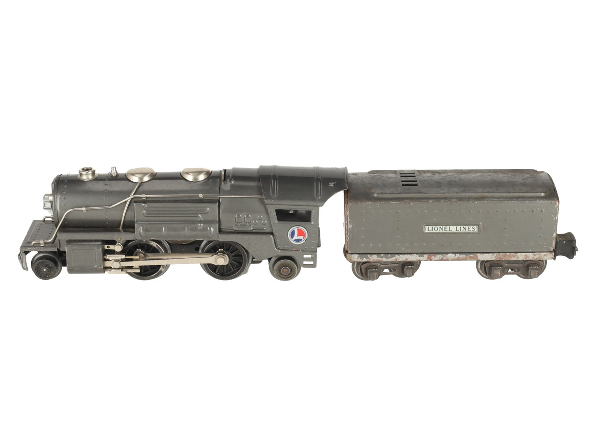 Lionel 259E Vintage O Gauge Gray 2-4-2 Streamlined Steam Locomotive & Tender