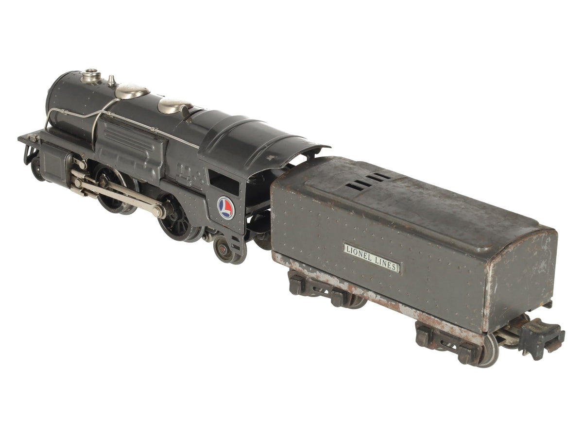 Lionel 259E Vintage O Gauge Gray 2-4-2 Streamlined Steam Locomotive & Tender