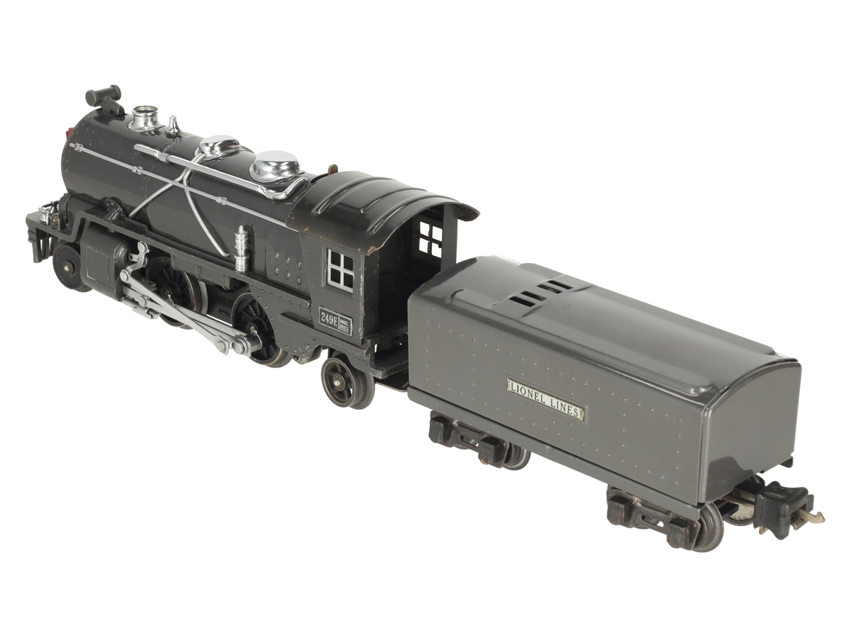 Lionel 249E Vintage O Prewar Gunmetal Tinplate 2-4-2 Steam Locomotive & Tender VG