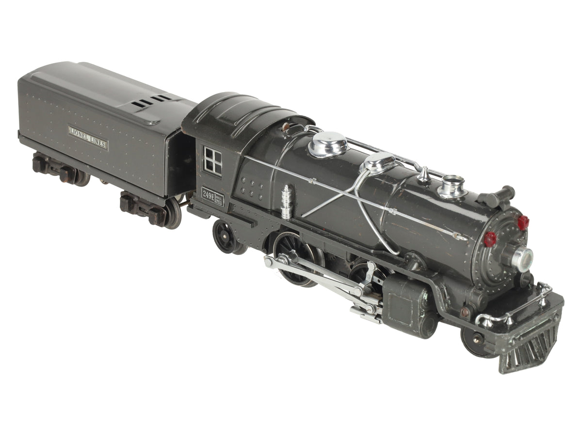 Lionel 249E Vintage O Prewar Gunmetal Tinplate 2-4-2 Steam Locomotive & Tender VG
