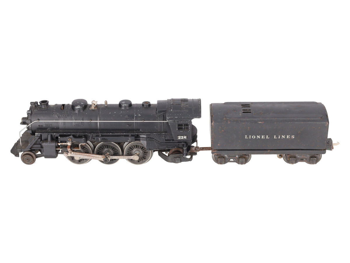Lionel 224 Vintage O 2-6-2 Diecast Steam Locomotive with 2689W Tender VG
