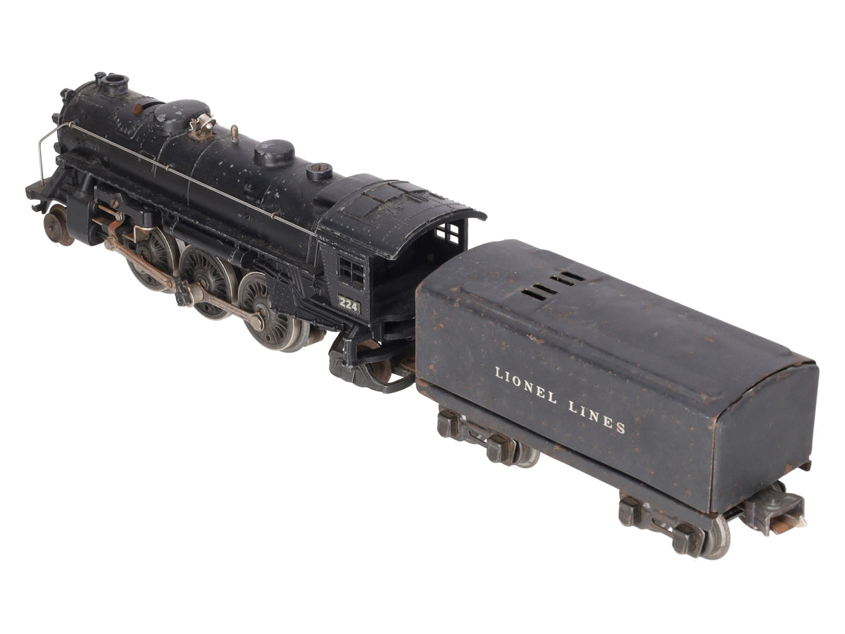 Lionel 224 Vintage O 2-6-2 Diecast Steam Locomotive with 2689W Tender VG