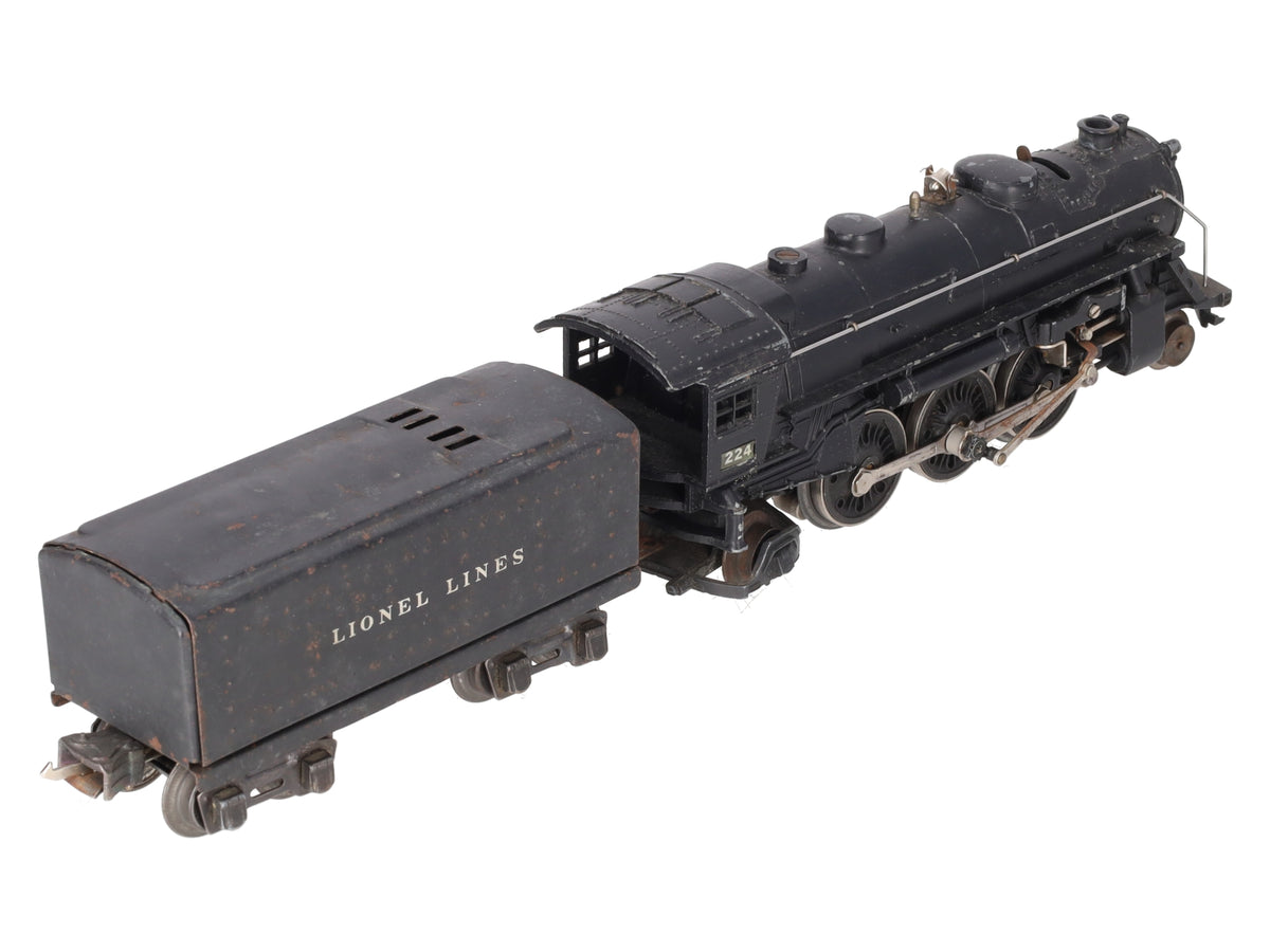 Lionel 224 Vintage O 2-6-2 Diecast Steam Locomotive with 2689W Tender VG