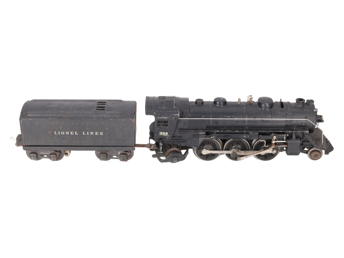 Lionel 224 Vintage O 2-6-2 Diecast Steam Locomotive with 2689W Tender VG