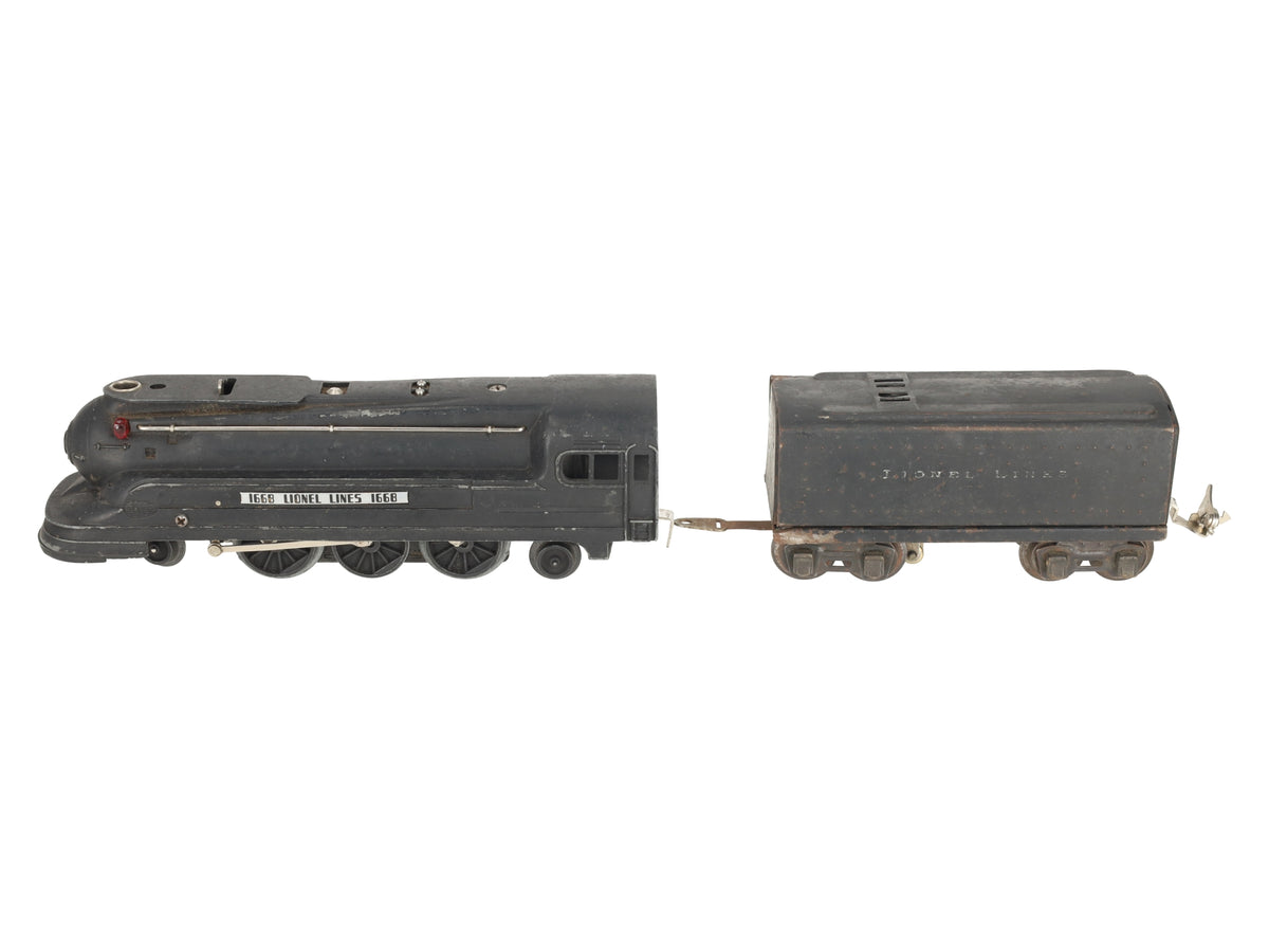 Lionel 1668 Vintage O 2-6-2 Lionel Lines Black Torpedo Steam Locomotive & Tender