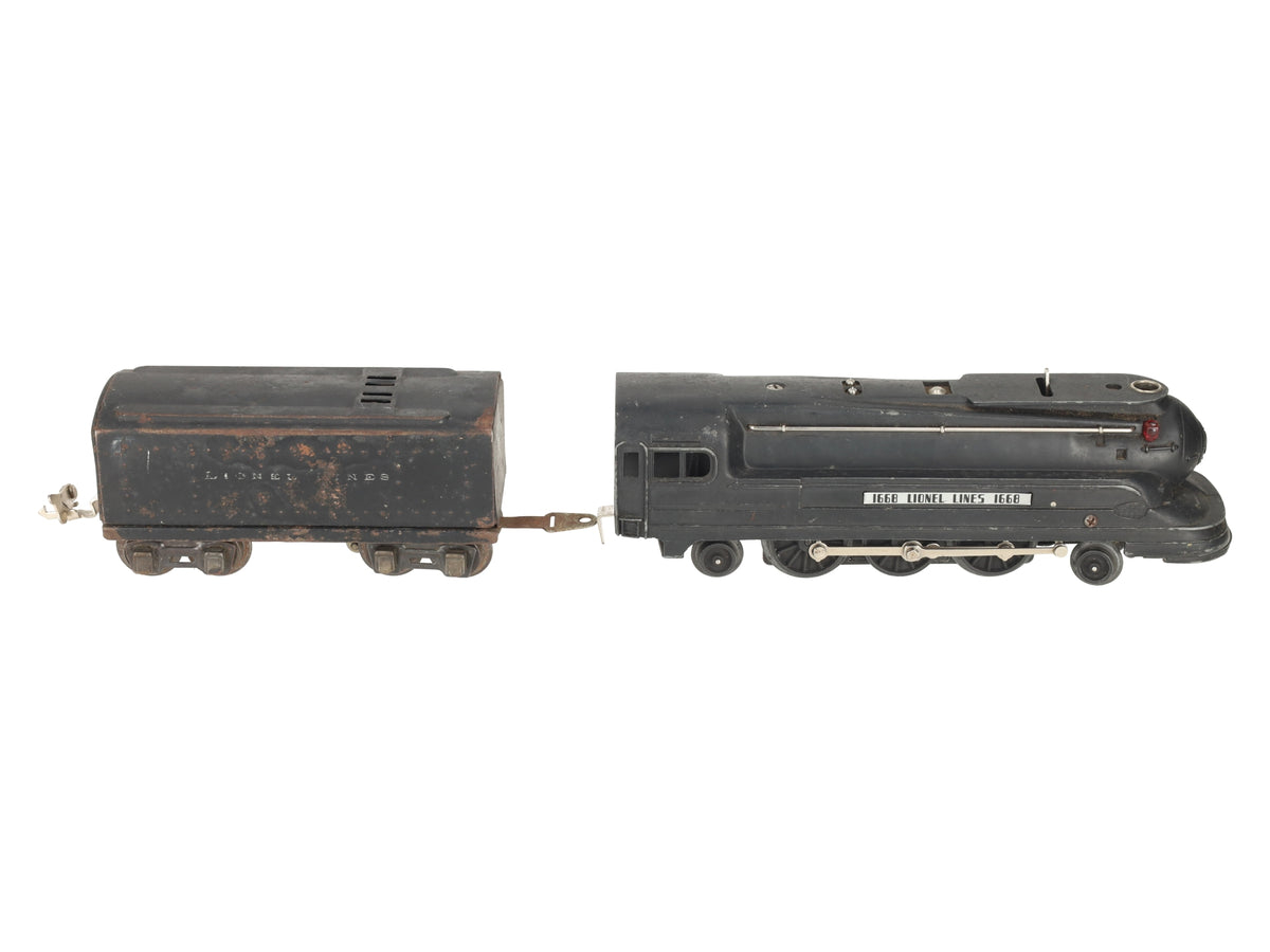 Lionel 1668 Vintage O 2-6-2 Lionel Lines Black Torpedo Steam Locomotive & Tender
