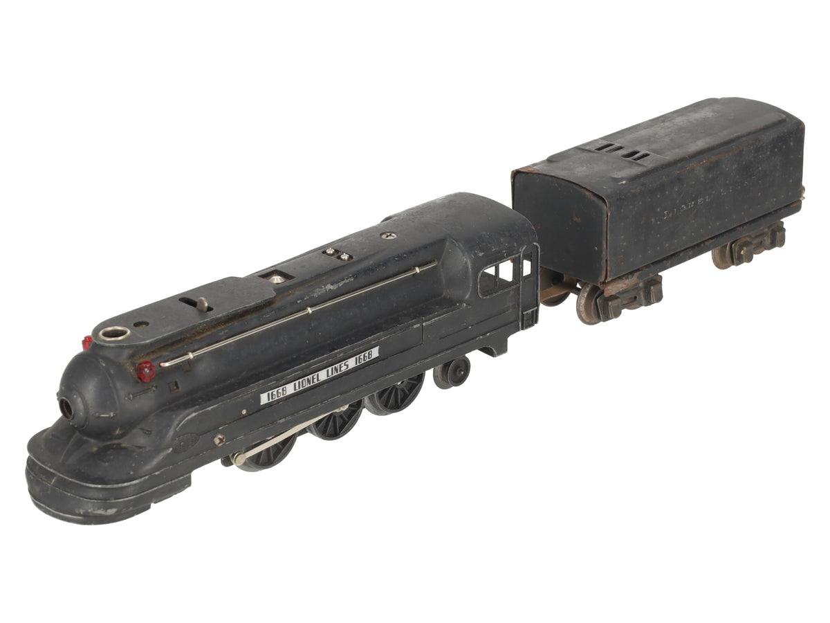 Lionel 1668 Vintage O 2-6-2 Lionel Lines Black Torpedo Steam Locomotive & Tender