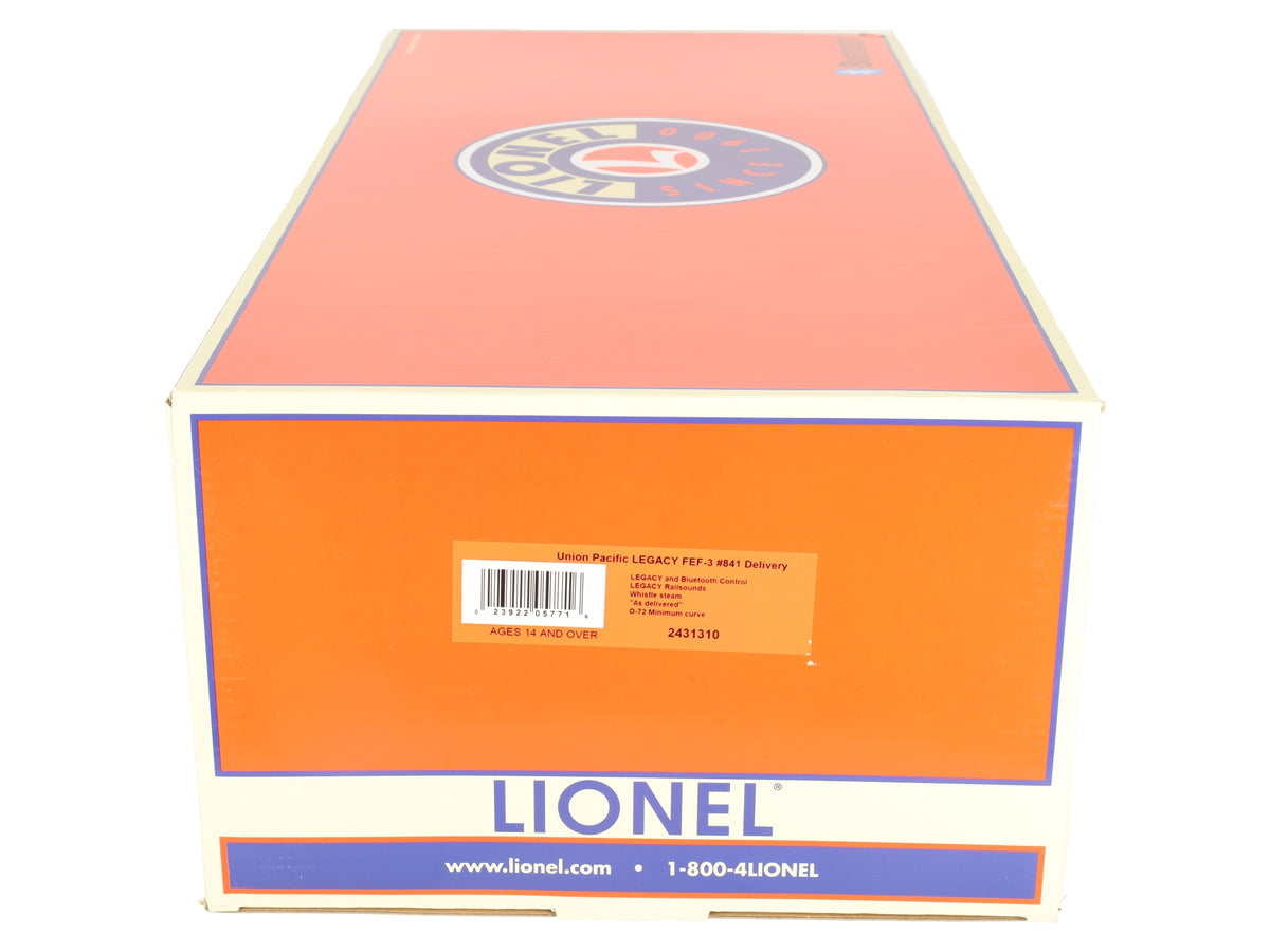 Lionel 2431310 O Union Pacific LEGACY FEF-3 Delivery Steam Engine #841 LN/Box